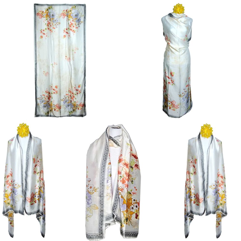 NWT Long Soft Scarf 35"x70" Rectangle Silk Feeling 100% Shawl Wrap 02321